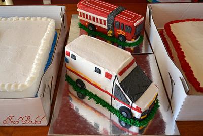 3D Ambulance and Fire truck - Cake by Jamie Dixon
