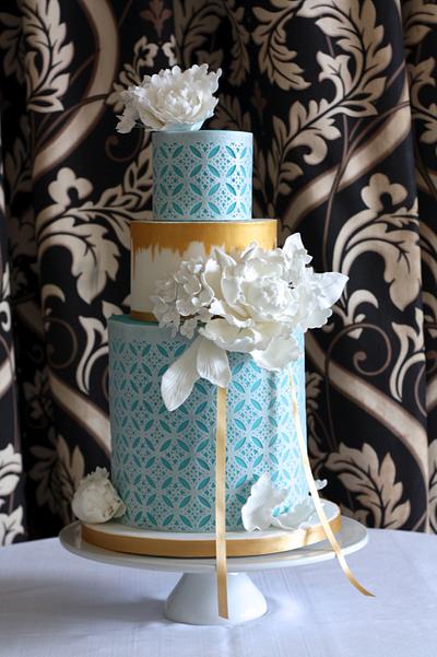 Wafer Paper Punched Wedding Cake - Cake by Cheeky Munch Cakes