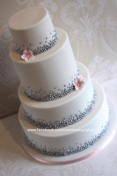 Silver pearl wedding cake - Cake by Zoe's Fancy Cakes