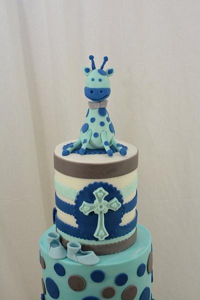 Giraffe Baby Christening Cake - Cake by Sugarpixy