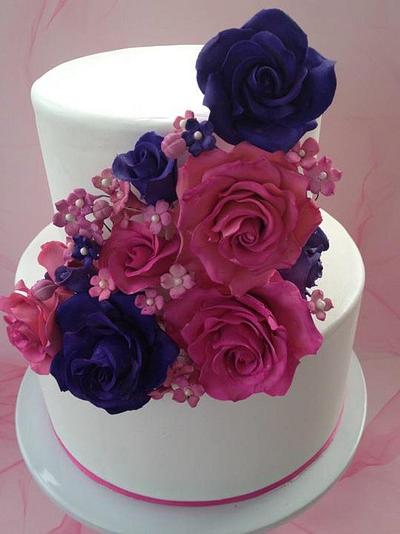 Pink & Purple Cascading Roses - Cake by BAKED