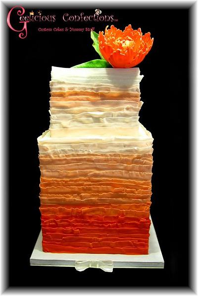 Orange Ombre Cake & Peony (double barrel) - Cake by Geelicious Confections