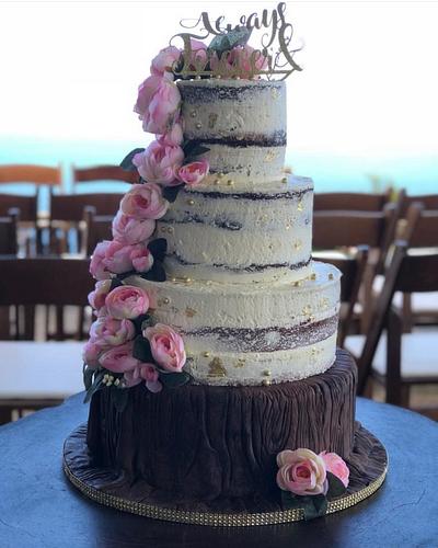 Wedding Tiers -Tree Trunk with naked layers - Cake by MsTreatz