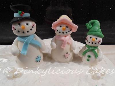 Christmas fruit cake with edible snow family  - Cake by Dinkylicious Cakes