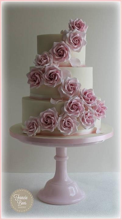 Baby Pink Rose Cascade - Cake by Fancie Buns