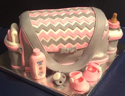 Diaper Bag Baby Shower Cake - Cake by Tracy's Custom Cakery LLC