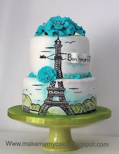 Hand painted paris cake!! - Cake by Eva Salazar 