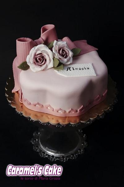 duet of roses with ribbon - Cake by Caramel's Cake di Maria Grazia Tomaselli