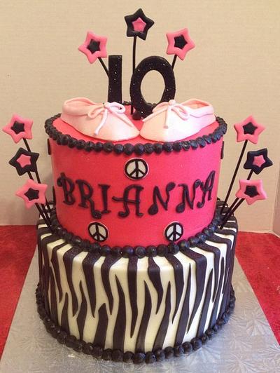 Pink & Zebra with Ballet Slippers - Cake by Tracy's Custom Cakery LLC