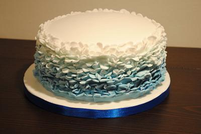 Ruffle/Frill Ombre Blue Cake - Cake by Joanna