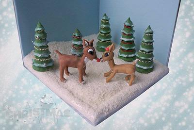 Rudolph & Clarice - Bake a Christmas Wish Collaboration - Cake by Let's Eat Cake