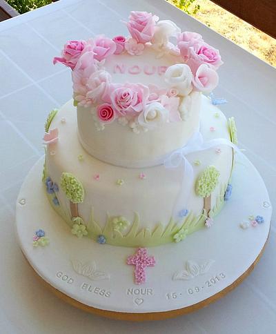 Soft Christening Garden Cake - Cake by miettes
