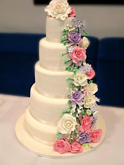 Cascading flowers - Cake by Deb-beesdelights