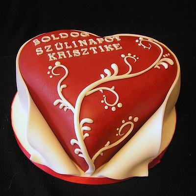 Red heart with ornament - Cake by Anka
