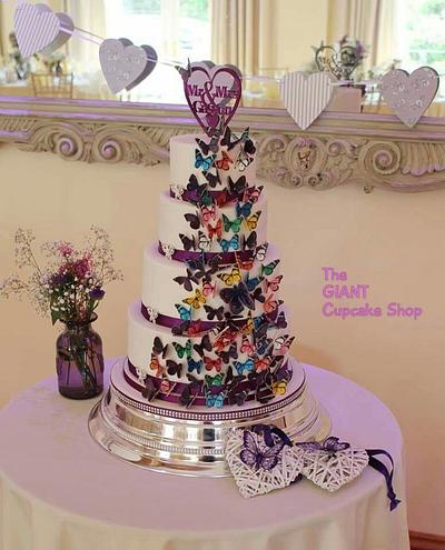 Multi coloured butterfly wedding cake - Cake by Amelia Rose Cake Studio