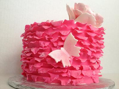 Pink Ruffled Peony cake - Cake by taralynn