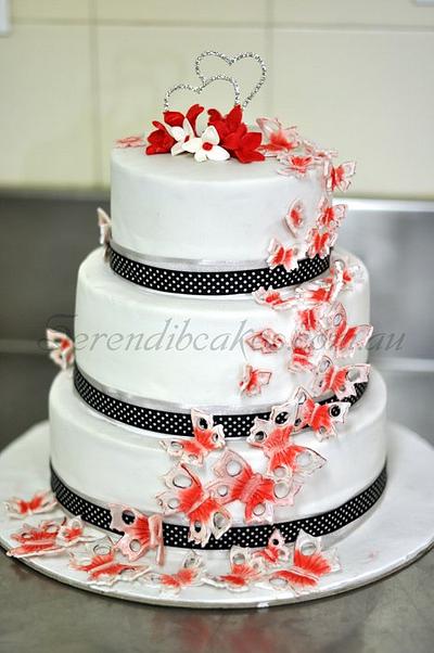 Butterfly theme wedding/Engagement cake - Cake by Serendib Cakes