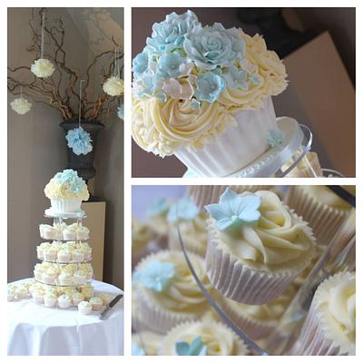 Pale blue cupcake Tower - Cake by Victoria's Cakes