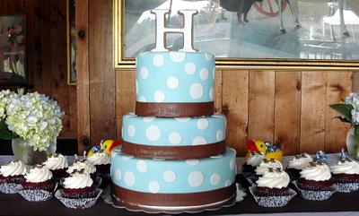 Brown and Blue Baby Shower - Cake by pastrychefjodi