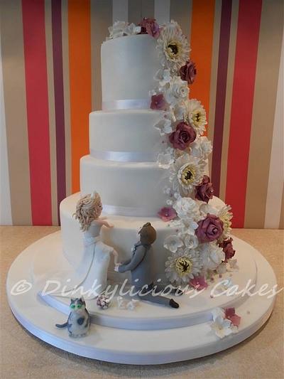 Dusky pink and white rose wedding cake - Cake by Dinkylicious Cakes
