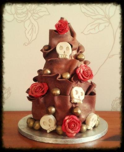 Skulls and Roses Chocolate Wrap - Cake by Adventures in Cakeyland