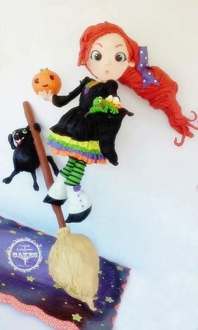 Witch on a broom - Cake by Maria Cazarez Cakes and Sugar Art