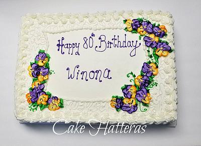 Pansies for an 80th Birthday!  - Cake by Donna Tokazowski- Cake Hatteras, Martinsburg WV