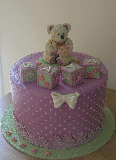 Polka Dots, Blocks and a Teddy - Cake by The Garden Baker