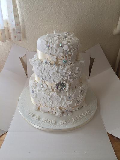 Appliqué wedding cake  - Cake by Kirsty 