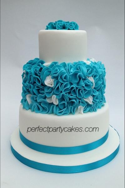 Ruffle Wedding Cake  - Cake by Perfect Party Cakes (Sharon Ward)