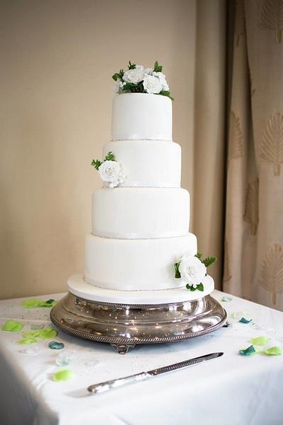 Rose, freesia and fern classic wedding cake - Cake by Cakes By Heather Jane