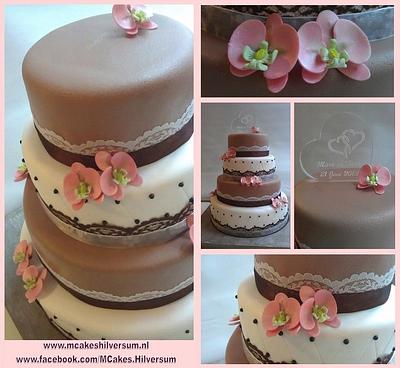 Wedding cake brown and white - Cake by Maaike