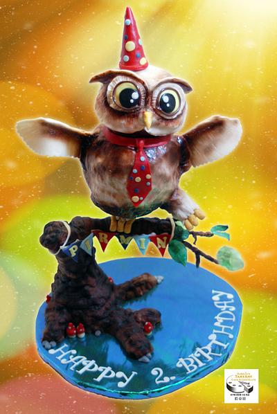owl birthdaycake - Cake by Aurelia'sTartArt