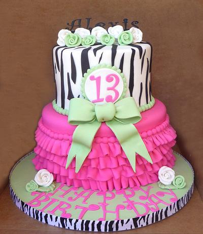 Icing Smiles Cake: Zebra, pink and lime green  - Cake by Cakery Creation Liz Huber