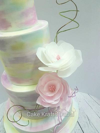 Watercolor with wafer paper flowers - Cake by Vinita Lobo