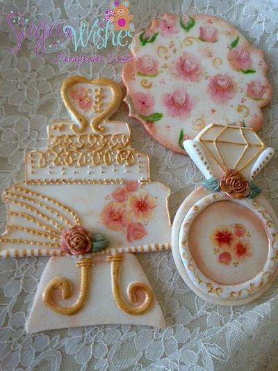 Hand Painted Wedding Cookie Toppers - Cake by Tina Tsourtsoulas