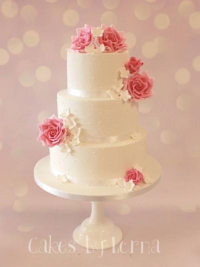Three tier rose wedding cake - Cake by Cakes by Lorna