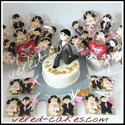 Wedding proposal- cake and cookies - Cake by veredcakes