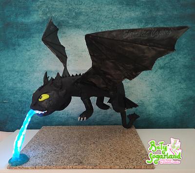Flying Night Fury Spitting Fire - Cake by Bety'Sugarland by Elisabete Caseiro 