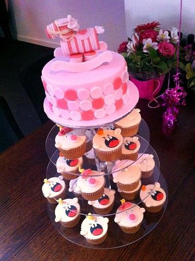 Katie's Baby Shower Cake n Cupcakes - Cake by Lydia Evans