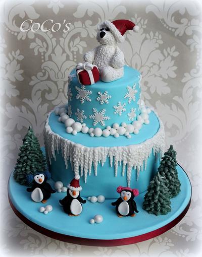 winter wonderland teddy bear cake  - Cake by Lynette Brandl