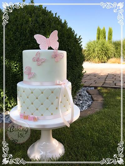 Christening cake in pink and gold - Cake by Baking Isi