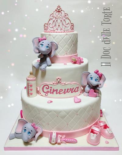 Baby elephants christening cake - Cake by Davide Minetti