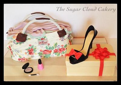 Cath kidston Handbag and high heels - Cake by The sugar cloud cakery