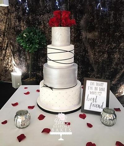 Black, Silver and Red Wedding Cake - Cake by Sweet Alchemy Wedding Cakes