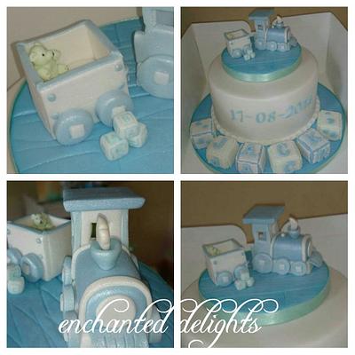 Train Christening Cake  - Cake by Enchanted Delights - Estella Collins 