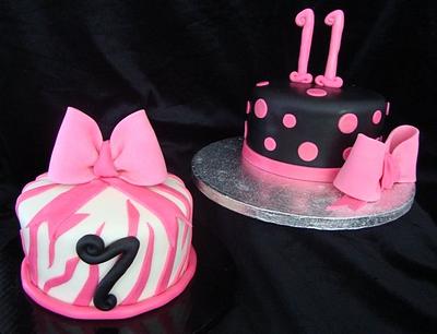 Hot Pink Polka Dots and Zebra Stripes - Cake by SongbirdSweets