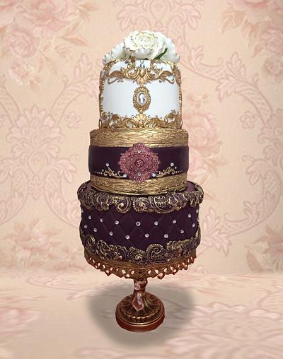 Wine & Gold Cake - Cake by MsTreatz