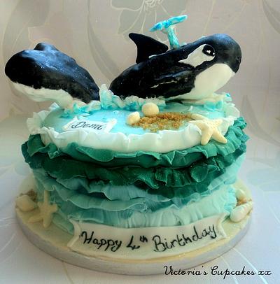 Ombre Ruffle Killer Whale  - Cake by Victoria Jayne