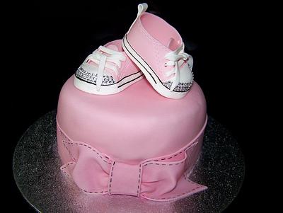 Girl Baby Shower Cake with Bling Sneakers  - Cake by Laura Jabri